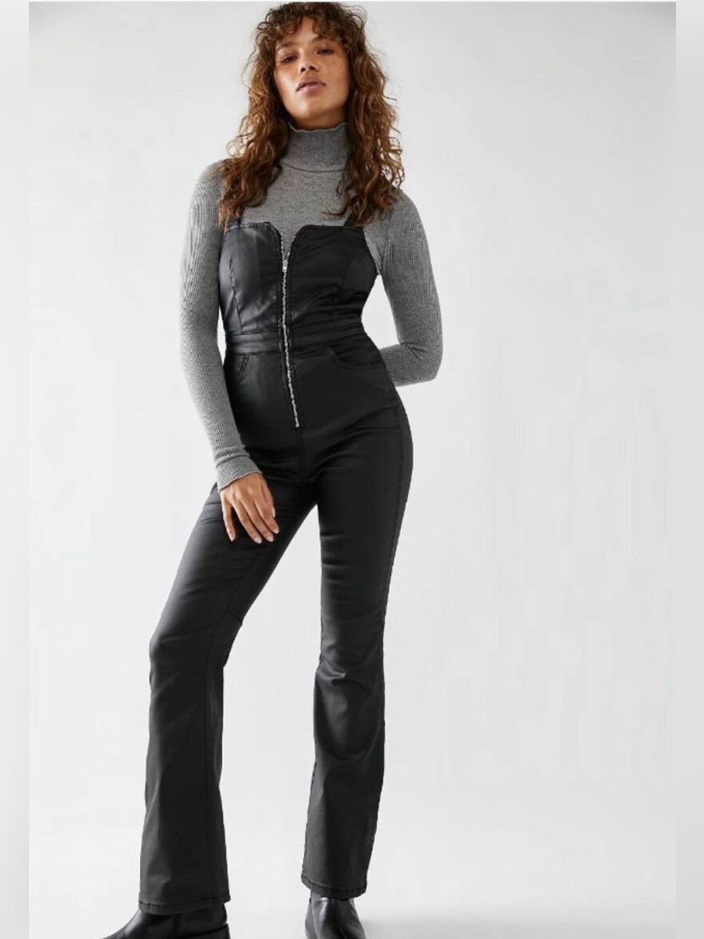 NWT Free People CRVY 2nd Ave Coated One-Piece in Black